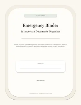 Page 1 — Emergency Binder & Important Documents Organizer