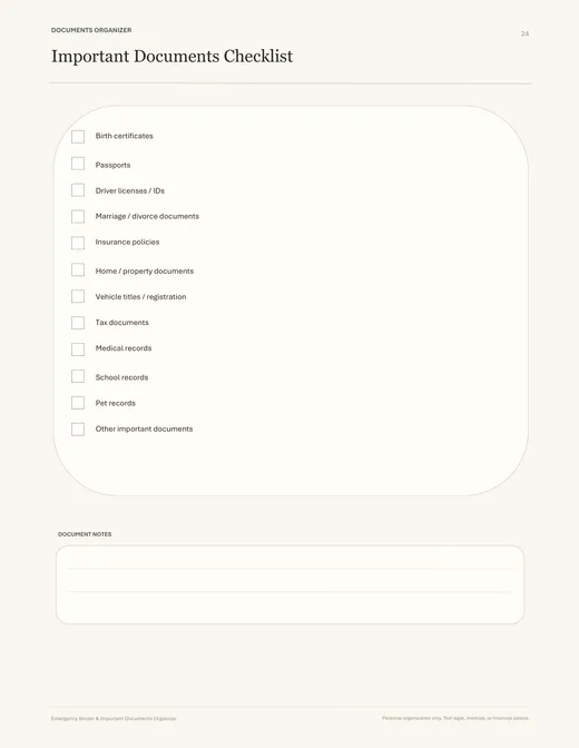 Page 24 — Important Documents Checklist