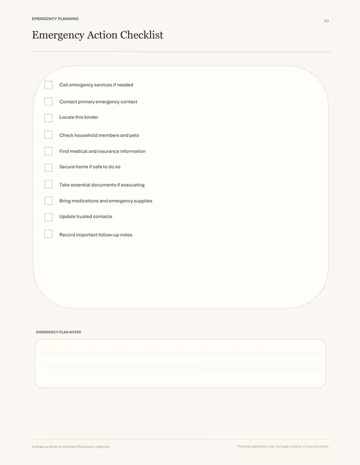 Page 49 — Emergency Action Checklist