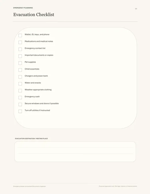 Page 50 — Evacuation Checklist
