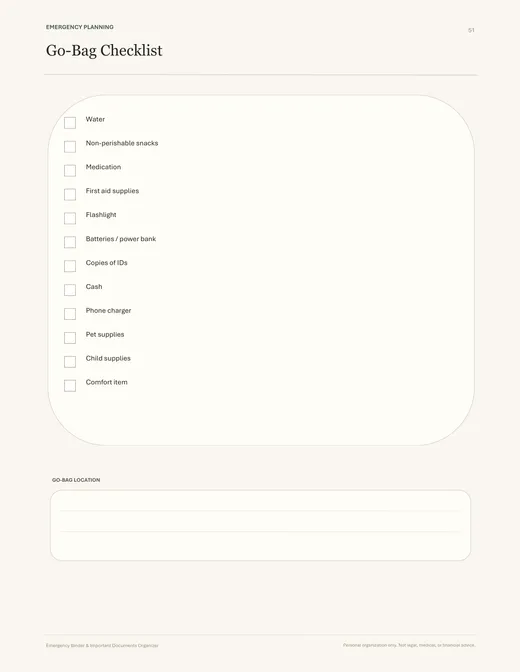 Page 51 — Go-Bag Checklist